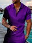 cheap 3D Polo-Men&#039;s Collar Polo Shirt Golf Shirt 3D Print Geometry Turndown Going out golf shirts Zipper Short Sleeve Tops Designer Punk &amp; Gothic Sports Black / Gray Green Purple