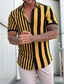 billiga fritidsskjortor för män-herrskjorta randig turndown street casual button-down kortärmade toppar casual mode bekväm gul
