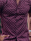 お買い得  メンズカジュアルシャツ-男性用 シャツ 波点 折襟 ストリート カジュアル ボタンダウン 半袖 トップの カジュアル ファッション 快適 フクシャ / ビーチ