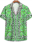 levne Pánské košile s potiskem-Pánské Košile Geometrický Leopard Klasický límeček Dovolená Plážové Tisk Topy Tropický vzhled Plážový styl Trávová zelená Vodní modrá Světlá růžová / Léto / Léto