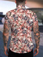cheap Men&#039;s Printed Shirts-Men&#039;s Shirt Print Floral Skull Turndown Street Casual Button-Down Print Short Sleeve Tops Designer Casual Fashion Cool Pink / Summer / Spring / Summer