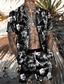 billige Skjortesett for menn-Herre Skjortesett Sommerskjorte Hawaii skjorte Grafisk Blomstret Hawaiisk Aloha Design Aftæpning Svart Rosa Blå Lilla Grønn Trykt mønster utendørs Avslappet Kortermet 3D-utskrift 2 deler Klær Mote