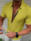 billiga Skjortor med tryck för män-Herr Skjorta Ensfärgat Randig Nedvikt Vit Svart Gul Ljusgrön Kaki Långärmad Utekväll golftröjor Dragkedja Blast Retro Hiphop Hawaiisk