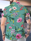 cheap Men&#039;s Printed Shirts-Men&#039;s Shirt Print Floral Graphic Stand Collar Casual Daily Button-Down Print Short Sleeve Tops Designer Casual Fashion Comfortable Green