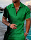 billige 3d polo-Herre POLO T-skjorte Golf skjorte 3D-utskrift Geometri Aftæpning Ut på byen golfskjorter Glidelås Kortermet Topper Designer Punk og gotisk Sport Svart / Grå Grønn Lilla
