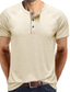 billiga Henley-skjortor för män-herr t-shirt t-shirt t-shirt ärm färg block henley stard vårgrön vit blå grå orange