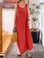 cheap Casual Dress-Women&#039;s Yellow Pink Red Summer Spring Maxi Dress Casual Dress Cotton Summer Dress Basic Casual Vacation Daily Holiday Loose Fit Pure Color Crew Neck