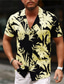 voordelige Hawaiiaanse overhemden-Voor heren Overhemd Hawaiiaans overhemd Bloemig Aloha Strijkijzer Lichtgeel Zwart / Wit Blozend Roze Rood blauw Print Casual Dagelijks Korte mouw Afdrukken Button-omlaag Kleding Modieus Ontwerper