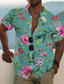 Χαμηλού Κόστους Ανδρικά πουκάμισα με στάμπα-Ανδρικά Πουκάμισο Στάμπα Φλοράλ Γραφική Όρθιος Γιακάς Causal Καθημερινά Κουμπί-Κάτω Στάμπα Κοντομάνικο Άριστος Υψηλής Ποιότητας Καθημερινό Μοντέρνα Άνετο Πράσινο του τριφυλλιού