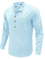 cheap Men&#039;s Casual Shirts-Men‘s Shirt Bishop Sleeve Pocket St Collar Stard Spring, Fall, Winter, Summer White Black Gray Royal Blue LightBlue