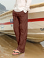 abordables Pantalon en lin-pantalon en coton et lin pour hommes pantalons casual pantalons de plage de yoga d&#039;été cordon de serrage poche élastique lâche à la taille