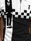 abordables Polo graphique-Homme POLO Polo zippé T Shirt golf Zip Mode Casual Confortable Manche Courte Noir / Blanc Plaid Col rabattu Zip Plein Air Casual Zippé 3D Vêtements Mode Casual Confortable