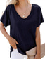 お買い得  レディースＴシャツ-女性用 カジュアル Tシャツ 平織り 半袖 Ｖネック ビーチスタイル トップの ホワイト ブラック アーミーグリーン S