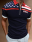 billige klassisk polo-Herre POLO T-skjorte Golf skjorte Flagg Aftæpning Gate Avslappet Glidelås Kortermet Topper Fritid Mote Bekvem Navyblå