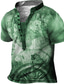 tanie T-shirty 3D męskie-Męskie Koszula Henley Koszulki Podkoszulek Designerskie Lato Krótki rękaw Graficzny Mapa Kompas Nadruk Puszysta Kołnierz stawiany Codzienny Sport Przycisk w dół Nadruk Odzież Odzież Designerskie