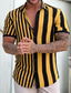cheap Men&#039;s Casual Shirts-Men&#039;s Shirt Striped Turndown Street Casual  Button-Down Short Sleeve Tops Casual Fashion Comfortable Yellow