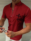 billige Skjorter med tryk til mænd-herreskjorte ensfarvet krydsstående krave street casual button-down print halværmede toppe designer afslappet mode åndbar a b hvid/sommer