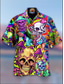 voordelige Overhemden met print voor heren-Voor heren Overhemd Print Grafisch Doodskoppen dier Strijkijzer Uitgaan Strand 3D Korte Mouw Tops Ontwerper Hawaii Strandstijl A B C / Zomer