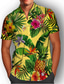 tanie Koszule hawajskie-Męskie Koszula Koszula hawajska Graficzny Ananas Rośliny Hawajskie Aloha Kołnierz Wieczorne Żółty Czerwony Niebieski Pomarańczowy Codzienny Święto Krótki rękaw Przycisk w dół Odzież Moda Designerskie