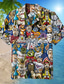 billige Skjorter med trykk for menn-Herre Skjorte Trykt mønster Grafisk Figurer Aftæpning Gate Avslappet 3D Knapp ned Kortermet Topper Designer Fritid Mote Bekvem Regnbue