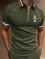 cheap Classic Polo-Men&#039;s Collar Polo Shirt Golf Shirt Fashion Casual Comfortable Short Sleeve Army Green Letter Turndown Street Casual Zipper Clothing Clothes Fashion Casual Comfortable