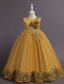 billige Blomsterkjoler-Barn Jente Blomsterjente kjole Kjole Blomsternål i krystall Ermeløs Bryllup Fest Lapper Broderi Elegant Prinsesse Polyester Maksi Blomstret broderikjole Kjole med A-linje Sommer Vår 4-13 år Hvit Gul