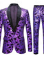 cheap Tuxedo Suits-Purple Men&#039;s Party Prom Disco Sparkly Sequin Tuxedos 2 Piece Floral Shawl Collar Tailored Fit Single Breasted One-button 2024