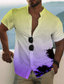 abordables Camisas estampadas para hombre-Hombre Camisa Camisa de verano Graphic Degradado Escote Chino Amarillo Rosa Azul Piscina Morado Print Exterior Casual Manga Corta Abotonar Estampado Ropa Moda Hawaiano Design Casual