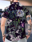 cheap Men&#039;s Printed Shirts-Men&#039;s Shirt Print Floral Graphic Stand Collar Casual Daily Button-Down Print Short Sleeve Tops Designer Casual Fashion Comfortable Black