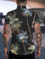זול חולצות מודפסות לגברים-בגדי ריקוד גברים חולצה דפוס עץ קוקוס צווארון מתקפל רחוב קזו&#039;אל כפתור למטה דפוס שרוולים קצרים צמרות מעצב יום יומי אופנתי הוואי שחור / קיץ