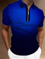 cheap 3D Polo-Men&#039;s Golf Shirt 3D Print Gradient Turndown Street Casual Zipper Print Short Sleeves Tops Designer Casual Fashion Breathable Blue / Summer