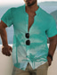 billige Skjorter med tryk til mænd-Herre Skjorte Trykt mønster Grafisk Kokos palme Høj krave Afslappet Daglig Knap ned Trykt mønster Kortærmet Toppe Designer Afslappet Mode Hawaiiansk Blå Lilla Dusty Blue
