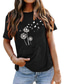olcso Női pólók-Női Póló Alap Nyomtatott Pillangó Alap Kerek Póló Alapértelmezett Nyár borsó zöld Fehér Fekete Medence Sötétrózsaszín