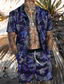 ieftine Seturi cămăși bărbați-Bărbați Set cămașă Cămașă de vară Cămașă hawaiană Grafic Floral Hawaiian Aloha Design Răsfrânt Negru Roz Îmbujorat Albastru piscină Mov Trifoi Imprimeu În aer liber Casual Manșon scurt Imprimare 3D 2