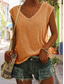 abordables T-shirts Femme-Femme Chemisier T shirt Tee Basique Plein du quotidien Col V Sans Manches Standard Eté Vert Blanche Noir Bleu Rose Claire