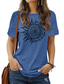 billige T-shirts til kvinde-Dame T-shirt Basale Trykt mønster Simpel Basale Rund hals T-shirt ærme Standard Sommer Blå Mørkerød Mørk Lyserød Mørkegrøn Mørkegrå