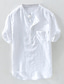 זול חולצות קז&#039;ואל לגברים-הדפס חולצה קז&#039;ואל לגברים צווארון מעמד רגיל בצבע אחיד קז&#039;ואל חולצות שרוולים קצרים מכופתרות יומיות קלות משקל נושמות לבן שחור אפור