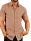cheap Men&#039;s Casual Shirts-Men&#039;s Shirt Solid Color Turndown Street Casual Button-Down Short Sleeve Tops Casual Fashion Breathable Khaki / Summer / Spring / Summer