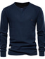 cheap Basic Henley-Men&#039;s Henley Shirt Pullover Sweatshirt Denim Blue Green khaki Orange Brown Long Sleeve Clothing Apparel Cotton Essential Waffle / Winter / Sweater