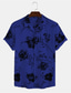 Недорогие Гавайские рубашки-Муж. Рубашка Гавайская рубашка Графика Цветочный принт Гавайский Алоха Дизайн Отложной Темно-синий + черный Черный Винный Бежевый Кофейный на открытом воздухе Повседневные С короткими рукавами