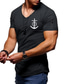 abordables Col en V-Homme T shirt Tee Graphic Plein Ancre Col V Extérieur Casual Manche Courte Zippé Vêtement Tenue Décontractées