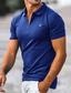 preiswerte klassisches Polo-Herren Poloshirt Golfhemd Modisch Casual Komfortabel Kurzarm Violett Marineblau Kaki Grau Feste Farbe Umlegekragen Strasse Casual Button-Down Kleidung Modisch Casual Komfortabel