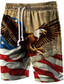 cheap Sweatpants-Men&#039;s Active Shorts Terry Shorts Pocket Drawstring Elastic Waist Stylish Casual / Sporty Big and Tall Daily Weekend Streetwear Micro-elastic Comfort Breathable Graphic Eagle American Flag 3D Print