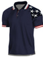 tanie Koszulki polo z nadrukiem-Męskie Koszulka polo Koszula golfowa Flagi Wieczorne Zielony Niebieski Brudny błękit Biały Czarny Druk 3D Ulica Codzienny Krótki rękaw 3D Przycisk w dół Odzież Moda Codzienny Oddychający Wygodny