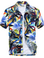 olcso Hawaii ingek-sun lorence férfi alkalmi nyomtatott gyorsan száradó hawaii beach rövid ujjú ing kékfehér XL