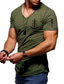 abordables Col en V-Homme T shirt Tee Graphic Plein Ancre Col V Extérieur Casual Manche Courte Zippé Vêtement Tenue Décontractées
