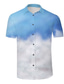 billiga Skjortor med tryck för män-Herr Skjorta Tryck Grafisk Nedvikt Gata Dagligen 3D Button-Down Kortärmad Blast Designer Ledigt Mode Andningsfunktion Blå / vit