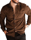 cheap Flannel Shirts-Men&#039;s Shirt Flannel Shirt Corduroy Shirt Solid Color Turndown Black Army Green Khaki Brown Long Sleeve Street Daily Button-Down Tops Fashion Casual Comfortable