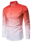 cheap Men&#039;s Casual Shirts-Men&#039;s Shirt Gradient Turndown Street Holiday Button-Down Long Sleeve Tops Casual Fashion Comfortable White+Red Blue / White