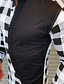 abordables chemises décontractées pour hommes-Chemise Homme Damier Mao Bouton bas Manches Longues Noir Plein Air du quotidien Vacances Standard Mélange de Coton Casual Mode Confortable / Plage